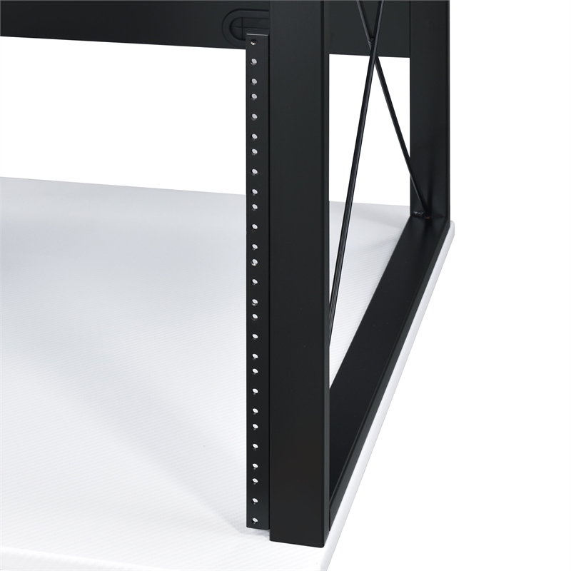ACME Megara Storage Rectangular Music Desk with Metal Frame in White and Black