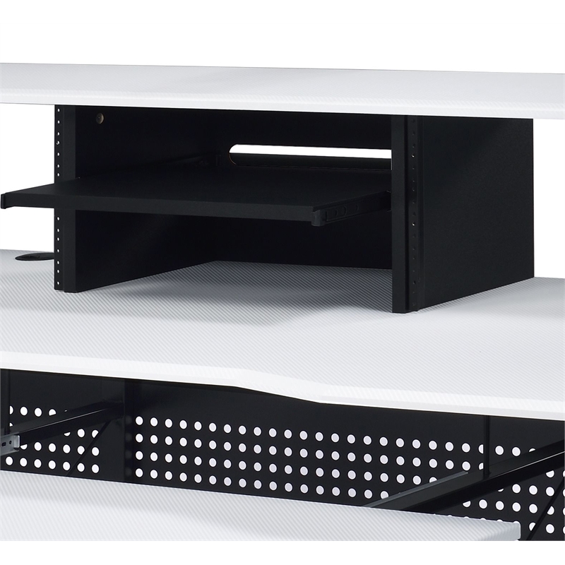 ACME Megara Storage Rectangular Music Desk with Metal Frame in White and Black