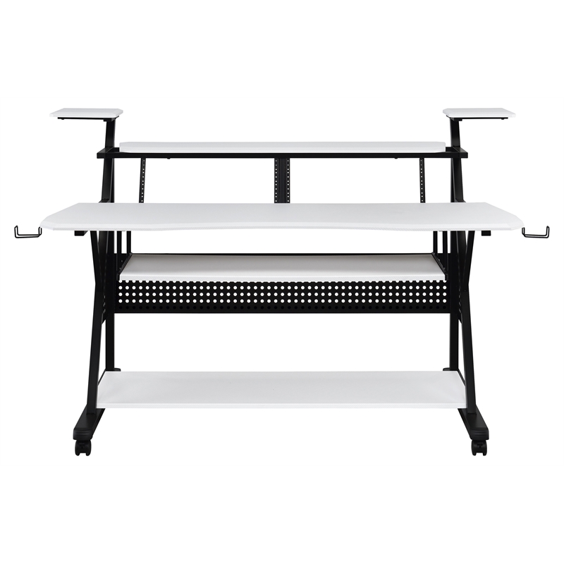 ACME Willow Rectangular Wooden and Metal Frame Music Desk in White and Black