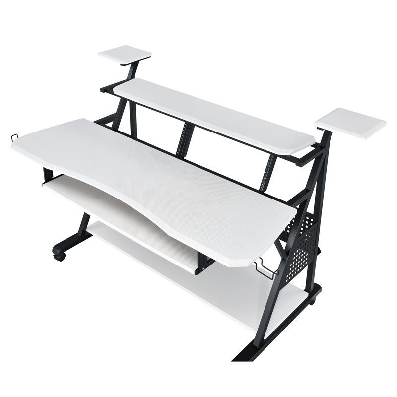 ACME Willow Rectangular Wooden and Metal Frame Music Desk in White and Black