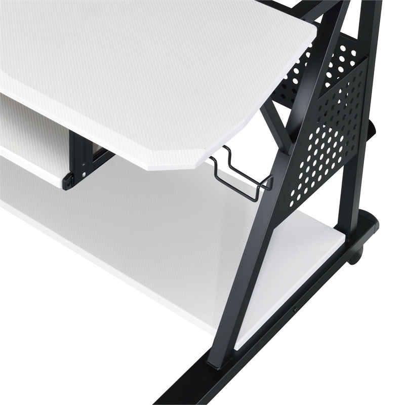 ACME Willow Rectangular Wooden and Metal Frame Music Desk in White and Black