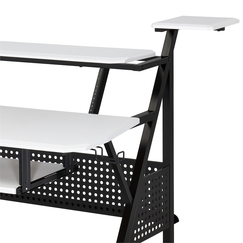 ACME Willow Rectangular Wooden and Metal Frame Music Desk in White and Black