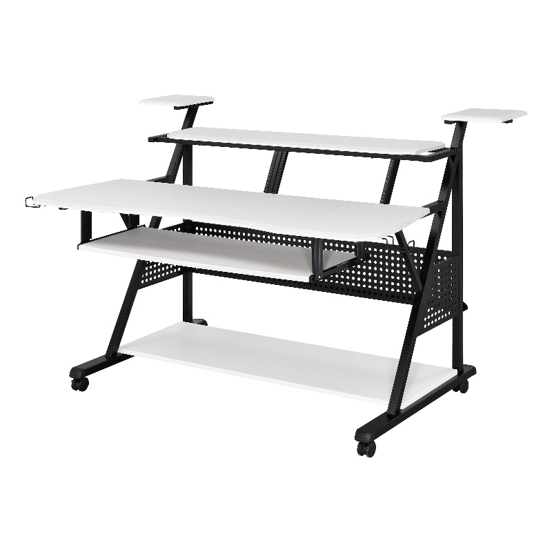 ACME Willow Rectangular Wooden and Metal Frame Music Desk in White and Black