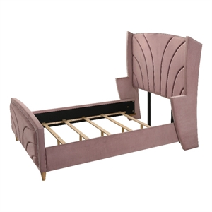 ACME Salonia Tufted Velvet Upholstery Queen Bed with Wood Leg in Pink