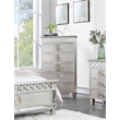 ACME Varian 5 Drawers Wooden Chest with Mirror Inlay in Silver