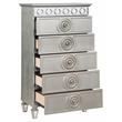 ACME Varian 5 Drawers Wooden Chest with Mirror Inlay in Silver