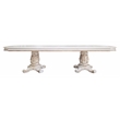 ACME Vendome Wooden Double Pedestal Dining Table in Antique Pearl and White