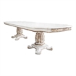 ACME Vendome Wooden Double Pedestal Dining Table in Antique Pearl and White
