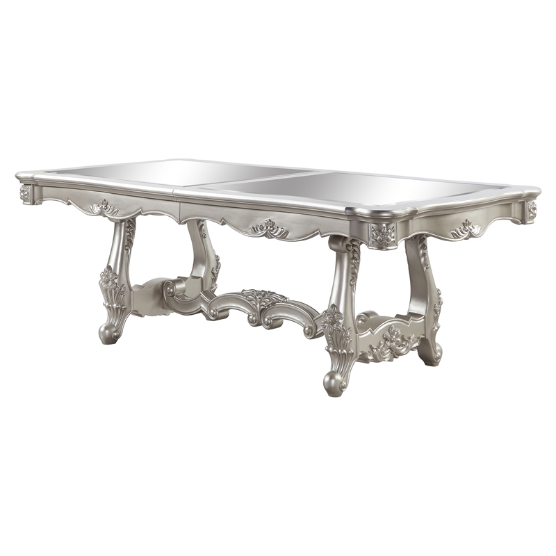 ACME Bently Wooden Double Pedestal Dining Table in Champagne Gold