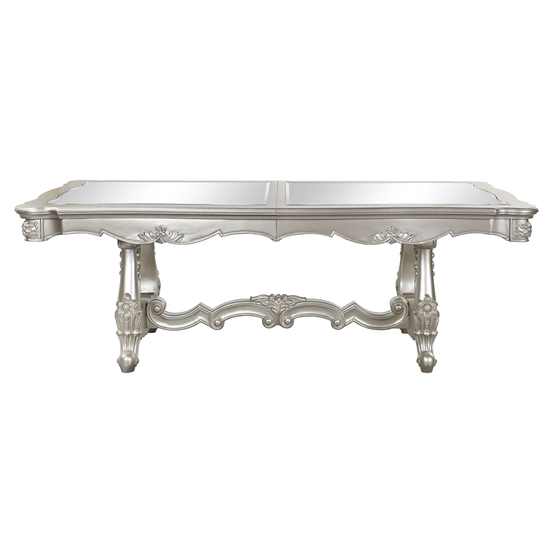 ACME Bently Wooden Double Pedestal Dining Table in Champagne Gold