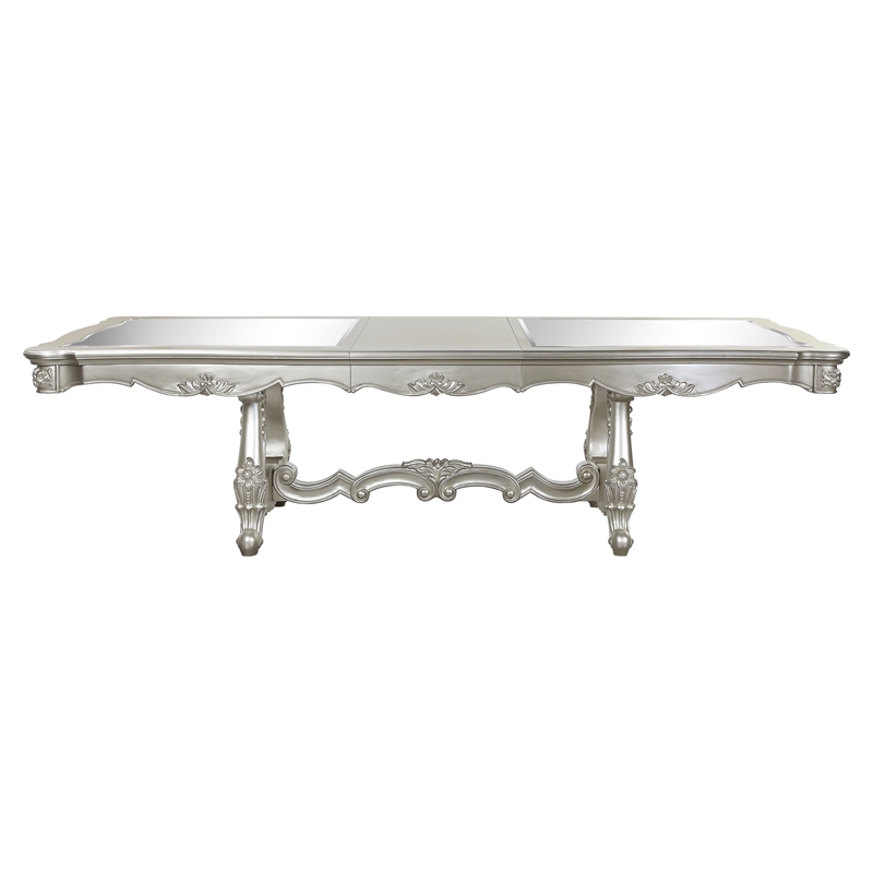 ACME Bently Wooden Double Pedestal Dining Table in Champagne Gold