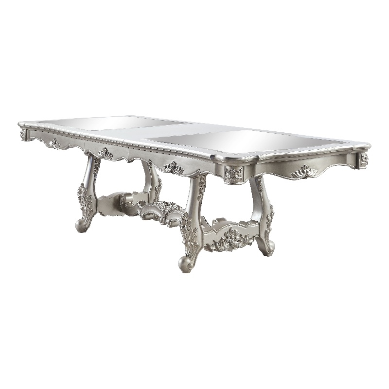 ACME Bently Wooden Double Pedestal Dining Table in Champagne Gold