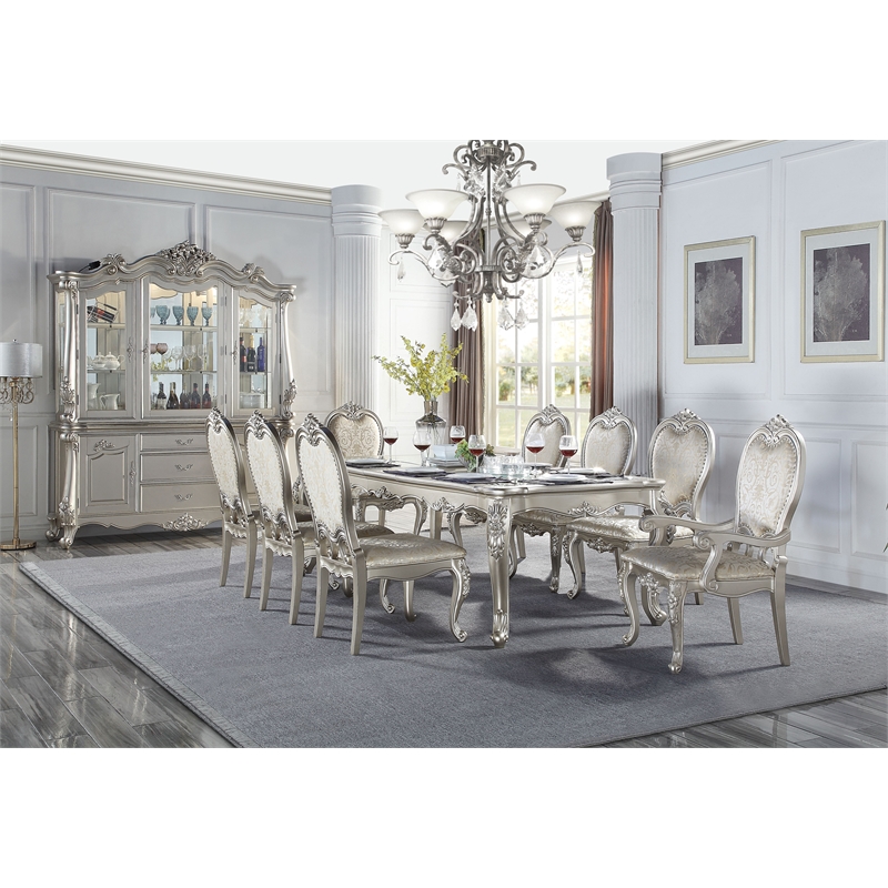 ACME Bently Wooden Hutch and Buffet with Glass Doors in Champagne