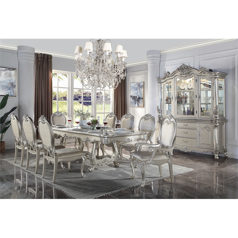 ACME Bently Wooden Hutch and Buffet with Glass Doors in Champagne