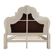 ACME Dresden Wooden Bed with Faux Leather Upholstery in Bone White