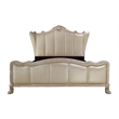 ACME Dresden Faux Leather Channel Tufted California King Bed in Bone White