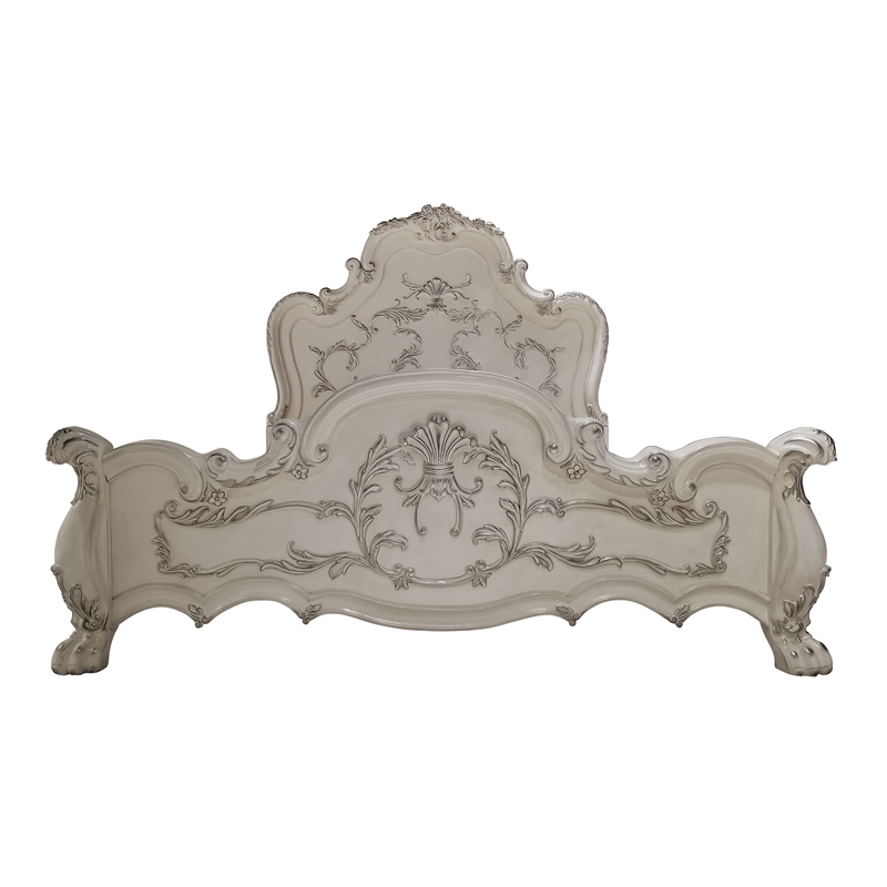 ACME Dresden Wooden California King Bed with Arched Headboard in Bone White