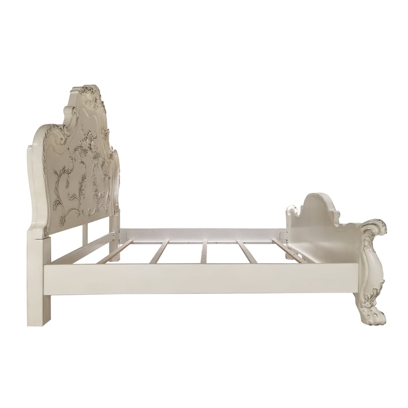 ACME Dresden Wooden California King Bed with Arched Headboard in Bone White