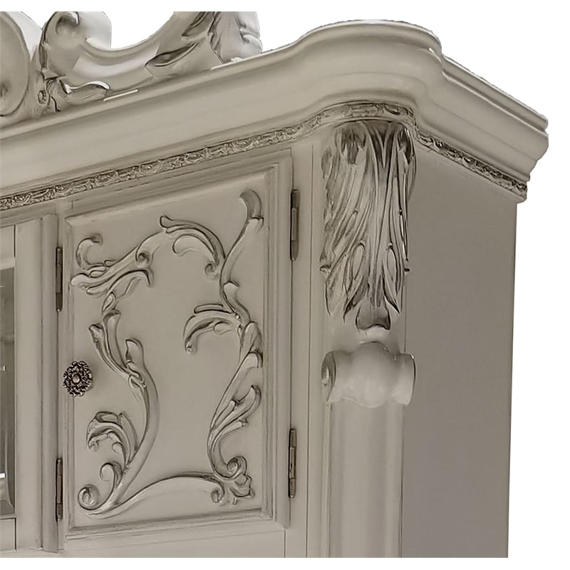 ACME Dresden Wood Frame Computer Desk and Hutch in Bone White