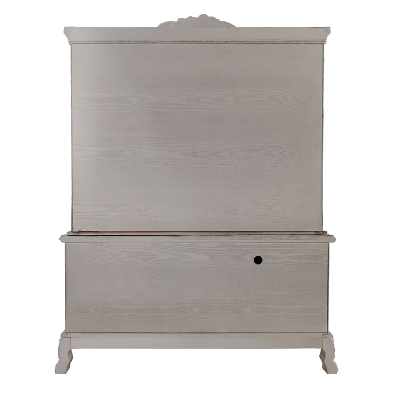ACME Dresden Wood Frame Computer Desk and Hutch in Bone White