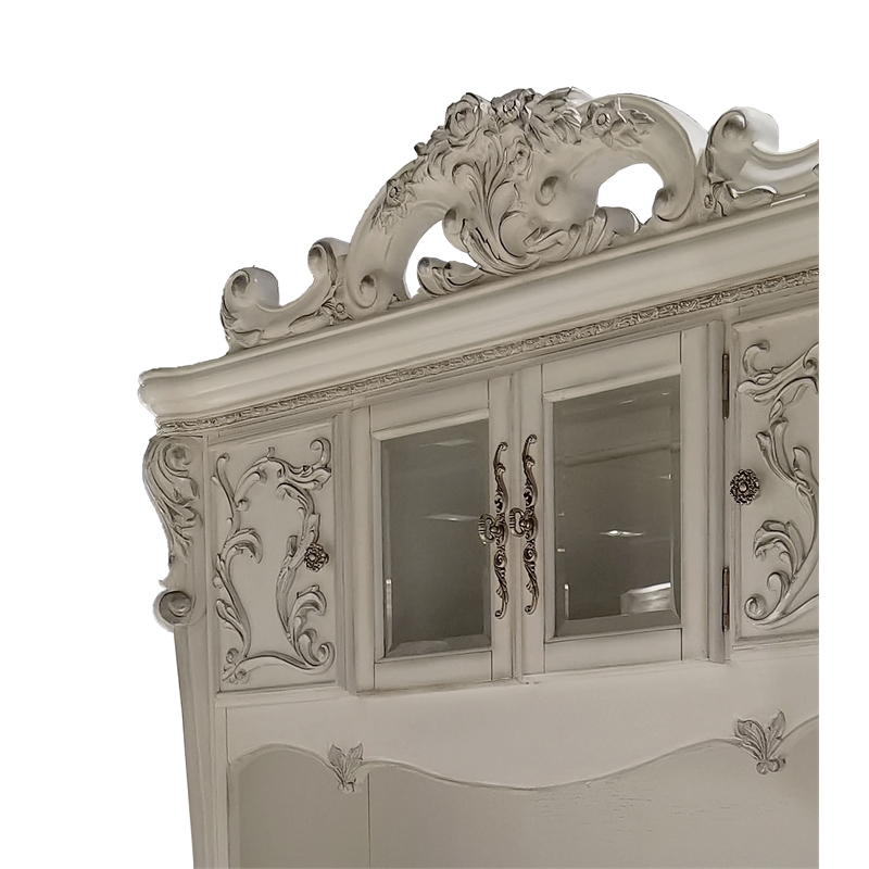 ACME Dresden Wood Frame Computer Desk and Hutch in Bone White
