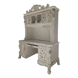 ACME Dresden Wood Frame Computer Desk and Hutch in Bone White