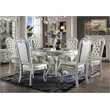 ACME Dresden Round Wooden Top Dining Table with Pedestal Base in Bone White