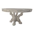 ACME Dresden Round Wooden Top Dining Table with Pedestal Base in Bone White