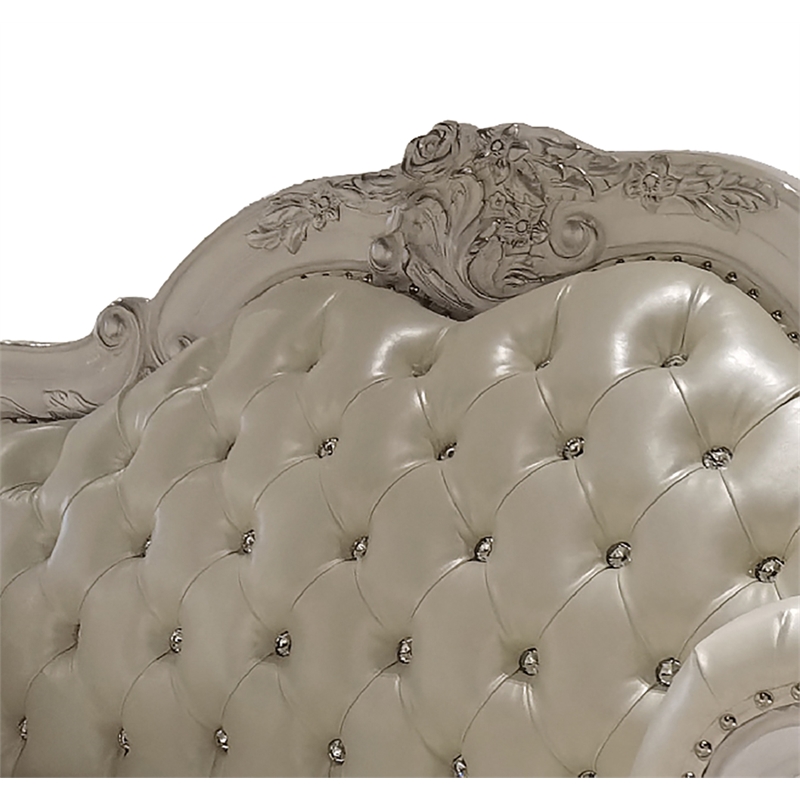 ACME Furniture Dresden Upholstered Faux Leather Loveseat with 3 Pillows in White