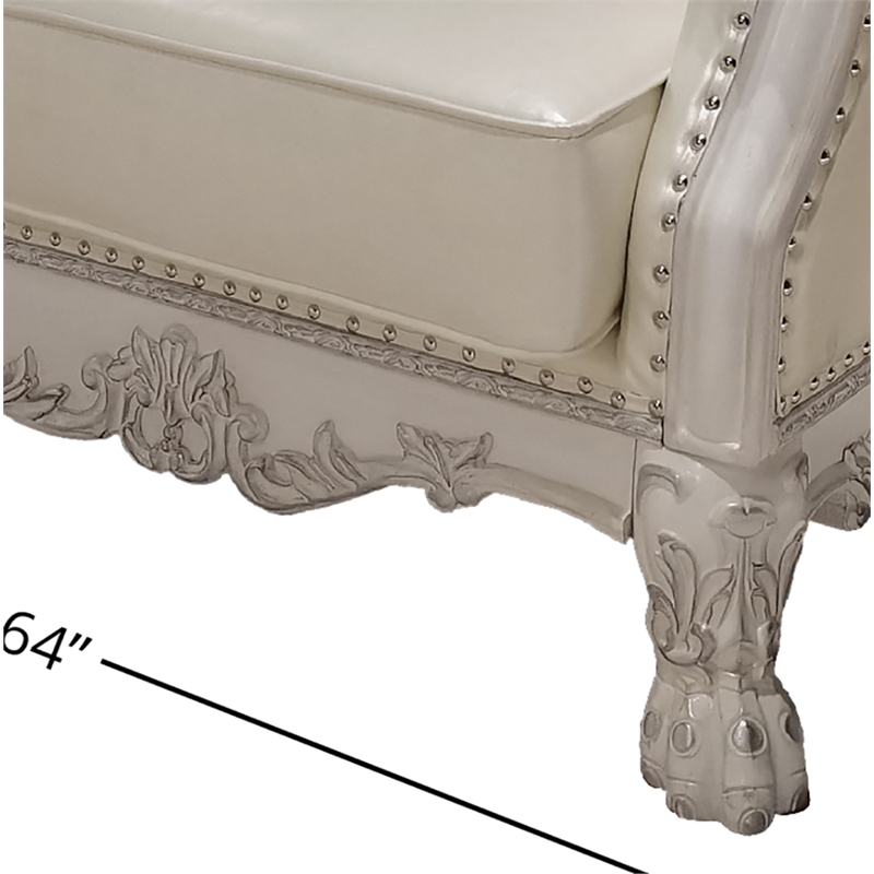 ACME Furniture Dresden Upholstered Faux Leather Loveseat with 3 Pillows in White