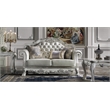 ACME Furniture Dresden Upholstered Faux Leather Loveseat with 3 Pillows in White