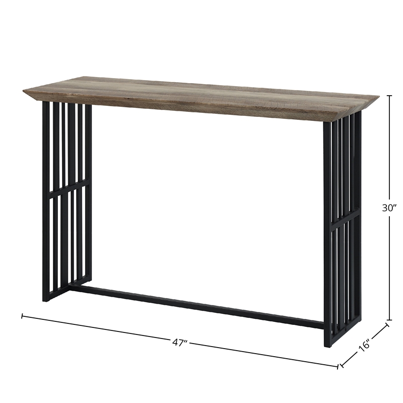 ACME Furniture Zudora Rectangular Wood & Metal Sofa Table in Antique Oak/Black