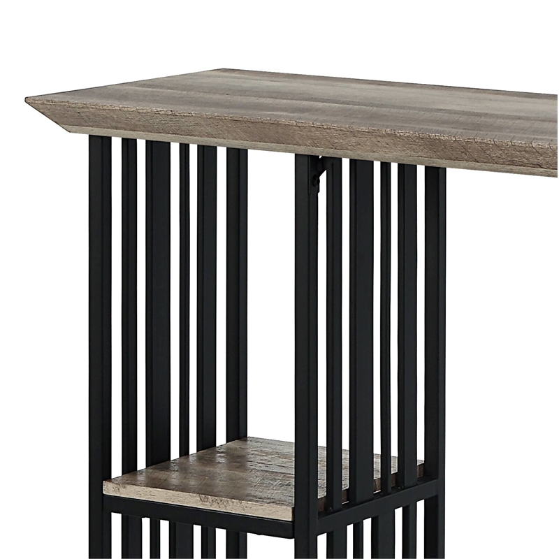 ACME Furniture Zudora 2-Shelf Wood & Metal Counter Table in Antique Oak/Black