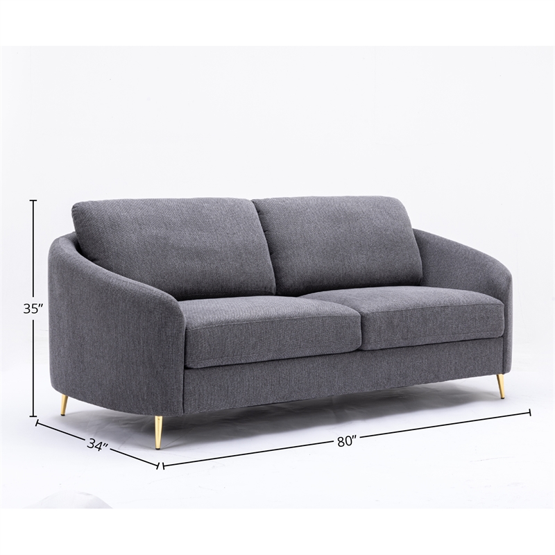 ACME Furniture Yuina Upholstered Fabric & Metal Sofa in Gray and Gold