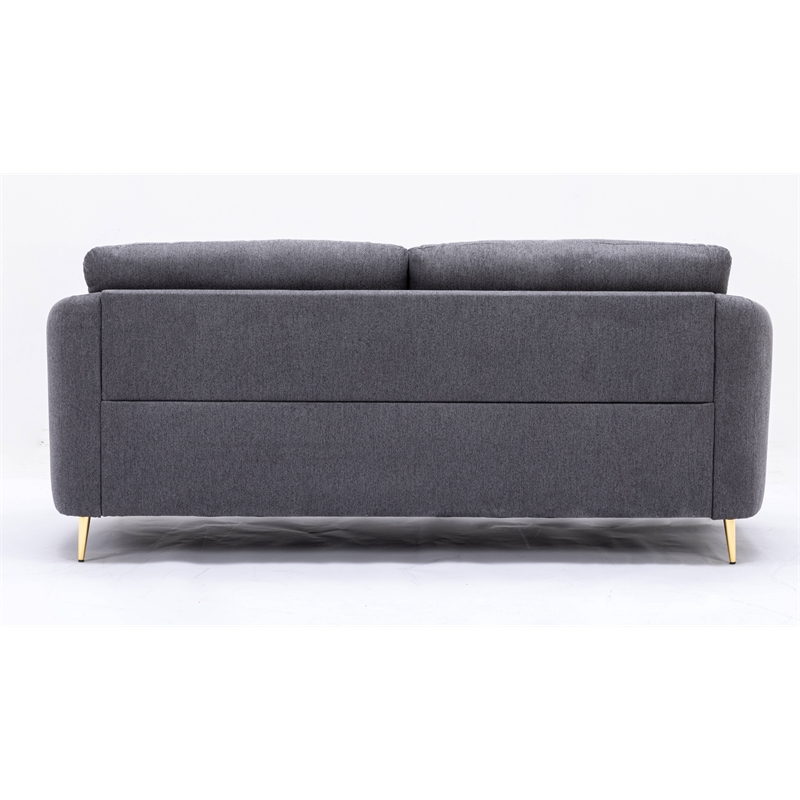 ACME Furniture Yuina Upholstered Fabric & Metal Sofa in Gray and Gold