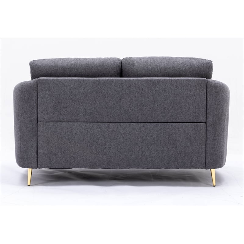 ACME Furniture Yuina Upholstered Fabric & Metal Loveseat in Gray and Gold