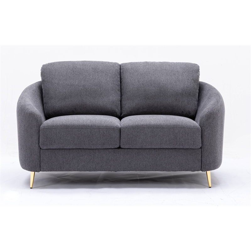ACME Furniture Yuina Upholstered Fabric & Metal Loveseat in Gray and Gold