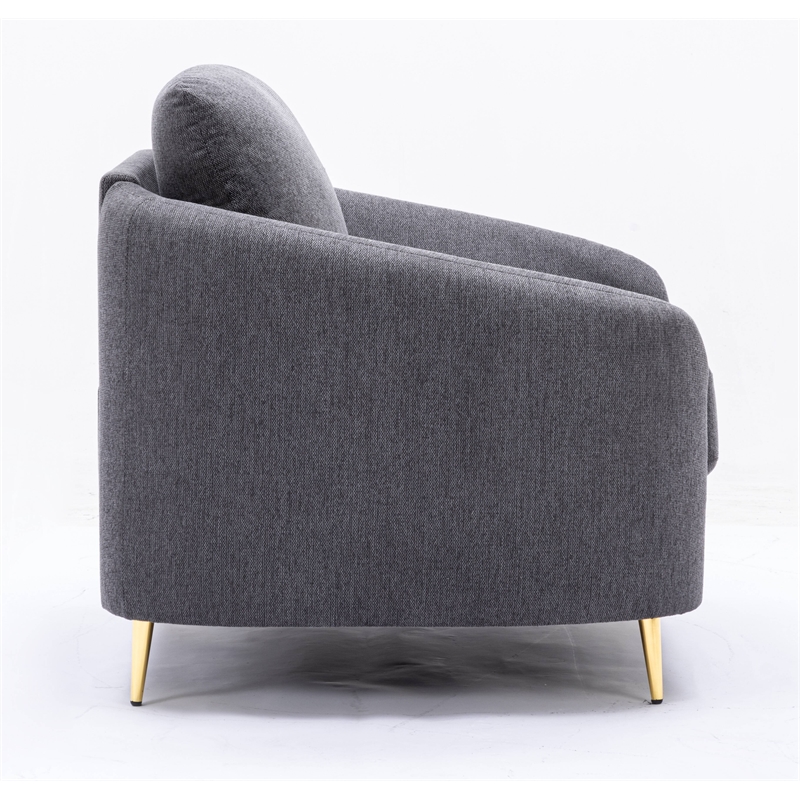 ACME Furniture Yuina Upholstered Fabric & Metal Loveseat in Gray and Gold