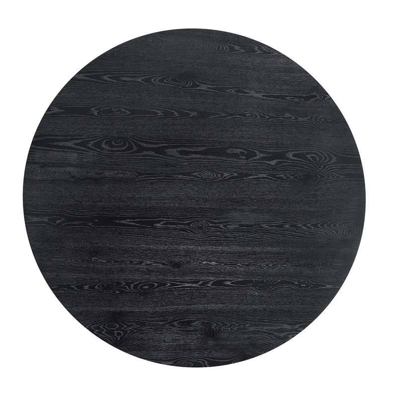 acme furniture froja round wood dining table with cone shaped base in black