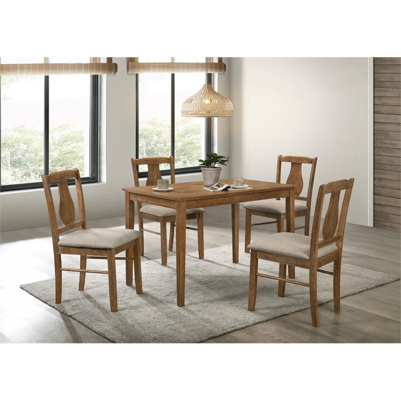 ACME Furniture Kayee 5-Piece Upholstered Wood Dining Set in Weathered Oak