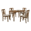 ACME Furniture Kayee 5-Piece Upholstered Wood Dining Set in Weathered Oak