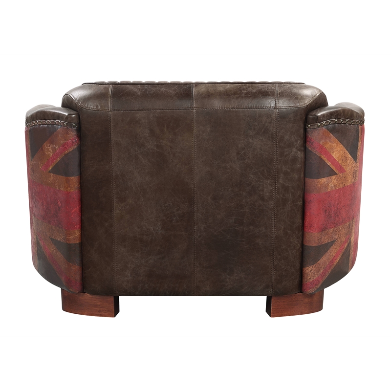 ACME Furniture Brancaster Upholstered Leather Loveseat in Antique Slate/Brown