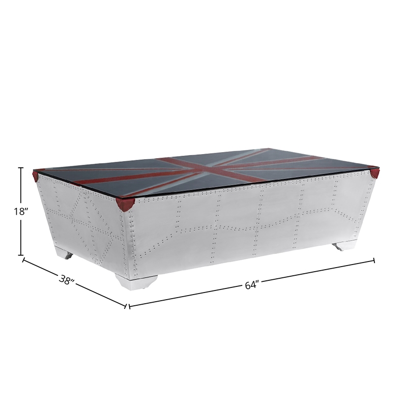 ACME Furniture Brancaster Aluminum & Wood Coffee Table in Aluminum