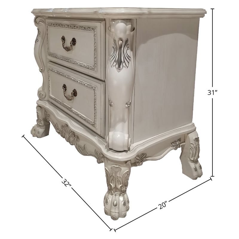 ACME Furniture Dresden 2-Drawer Rectangular Wood Nightstand in Bone White