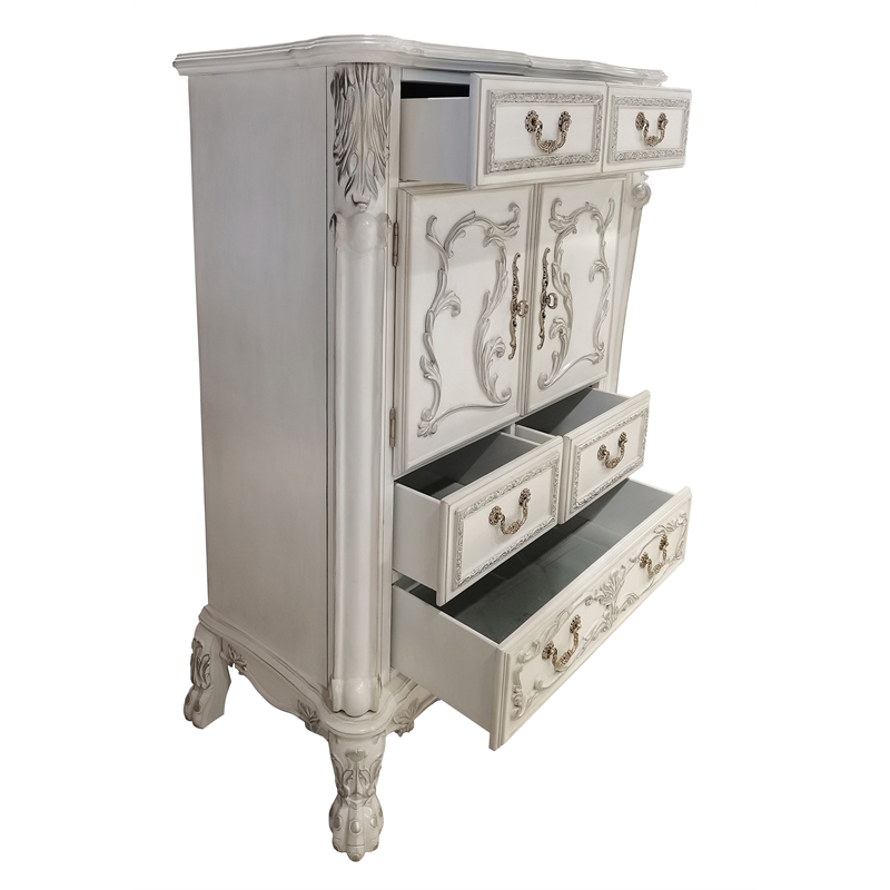 ACME Furniture Dresden 5-Drawer Wood Chest with 2 Doors in Bone White