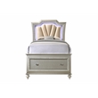 ACME Kaitlyn Full Bed with LED in Synthetic Leather and Champagne