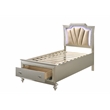ACME Kaitlyn Full Bed with LED in Synthetic Leather and Champagne