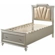 ACME Kaitlyn Full Bed with LED in Synthetic Leather and Champagne