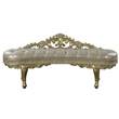 ACME Cabriole Wooden Upholstered Tufted Bench in Light Gold and Gold