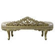 ACME Cabriole Wooden Upholstered Tufted Bench in Light Gold and Gold
